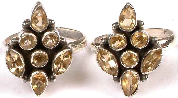 Faceted Citrine Toe Rings