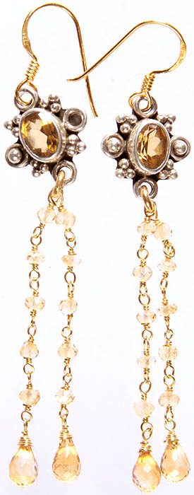 Faceted Citrine with Sterling Gold Plated Earrings