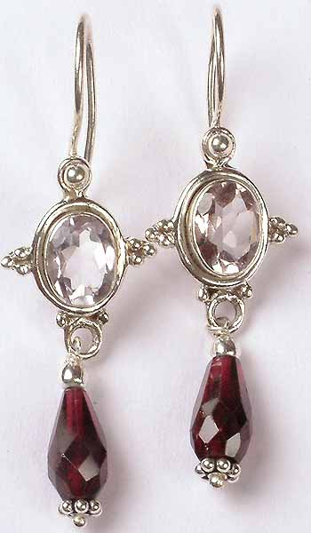 Faceted Crystal & Garnet Earrings
