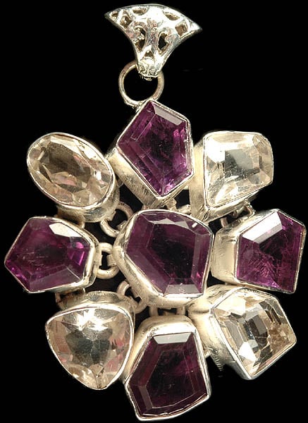 Faceted Crystal and Amethyst Pendant