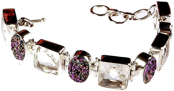 Faceted Crystal and Peacockolite Bracelet
