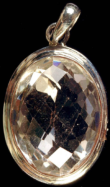 Faceted Crystal Oval Pendant