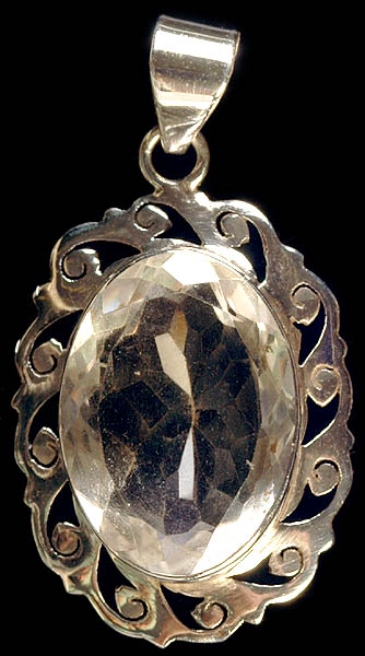 Faceted Crystal Oval Pendant