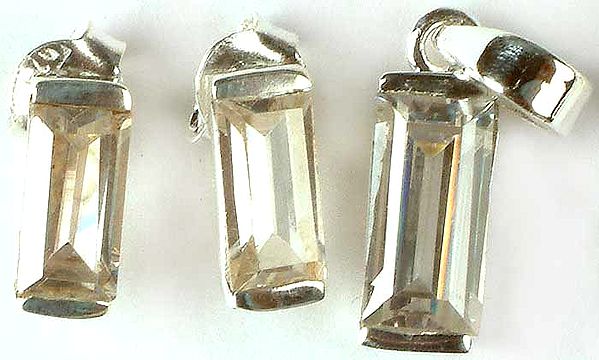 Faceted Crystal Pendant with Earrings Set