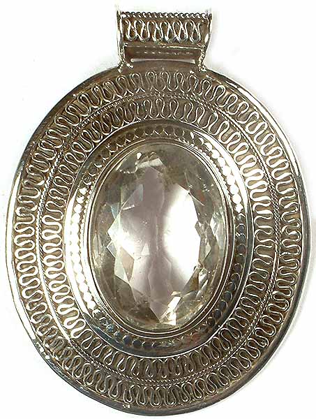 Faceted Crystal Pendant with Filigree
