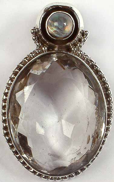 Faceted Crystal Pendant with Rainbow Moonstone
