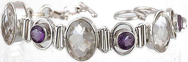 Faceted Crystal with Amethyst Bracelet