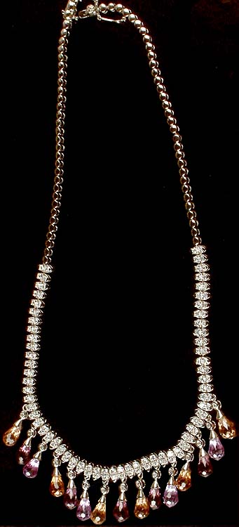 Faceted Cubic Zirconia Designer Dangling Drop Necklace