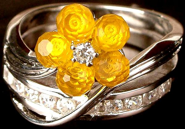 Faceted Cubic Zirconia Floral Ring