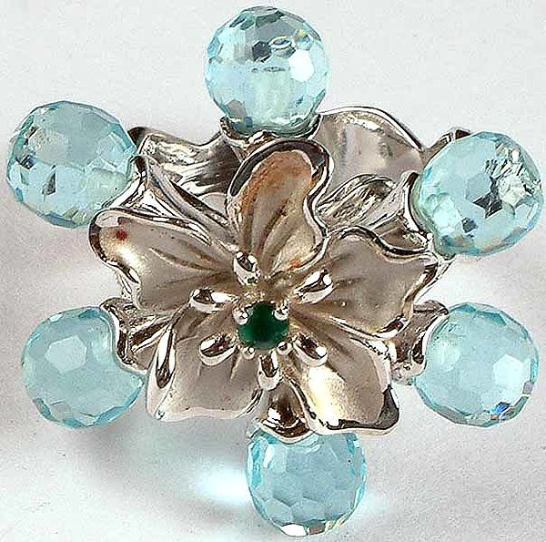 Faceted Cubic Zirconia Flower Ring