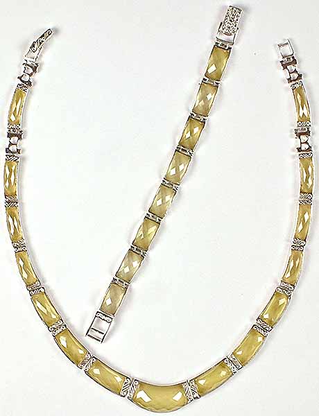 Faceted Cubic Zirconia Necklace & Bracelet Set