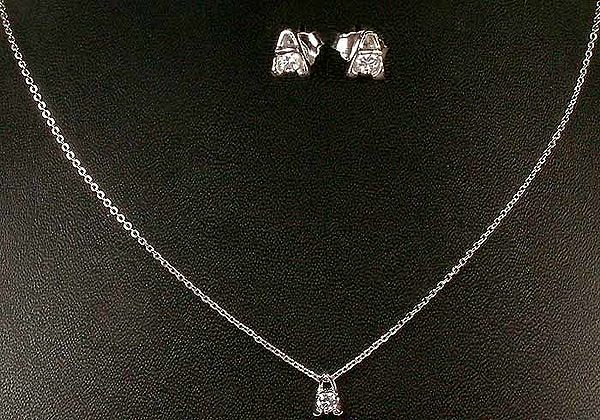 Faceted Cubic Zirconia Necklace & Earrings Set