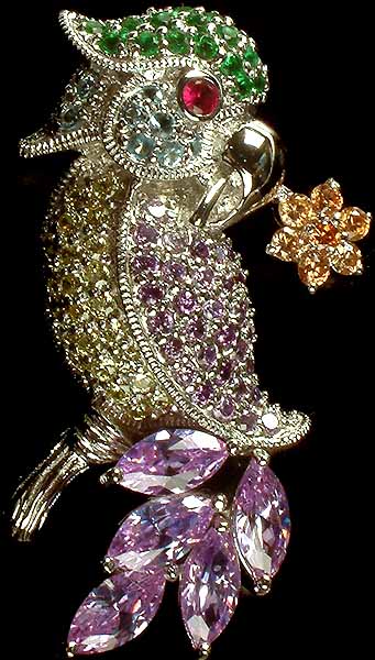 Faceted Cubic Zirconia Parrot Pendant
