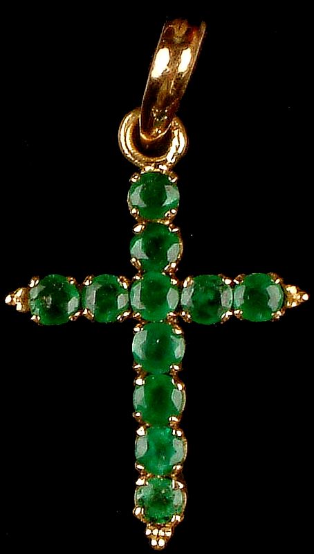 Faceted Emerald Cross