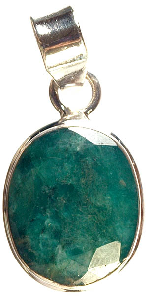 Faceted Emerald Oval Pendant