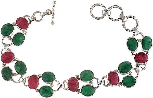 Faceted Emerald Ruby Bracelet