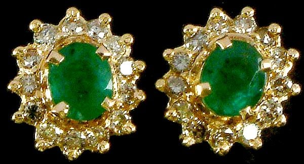 Faceted Emerald Tops with Diamonds