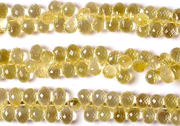 Faceted Fine Cut Yellow Chalcedony Drops