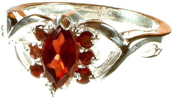 Faceted Garnet Marquis Ring