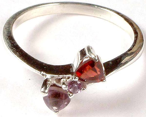 Faceted Garnet & Amethyst Ring