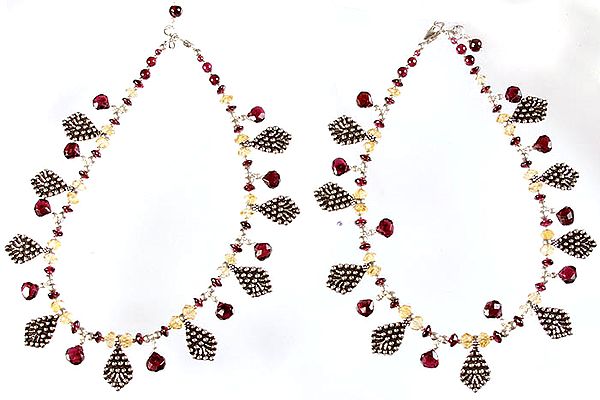 Faceted Garnet and Citrine Anklets (Price Per Pair)