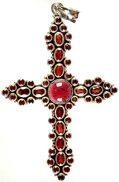 Faceted Garnet Cross Pendant