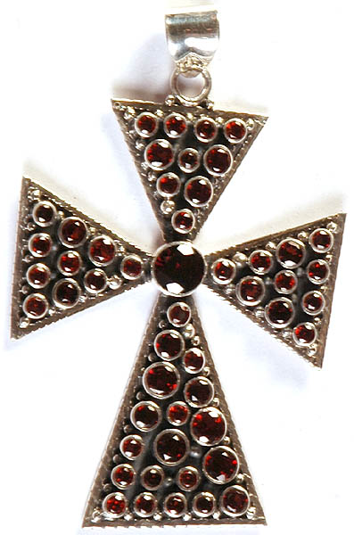Faceted Garnet Cross Pendant