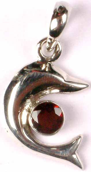 Faceted Garnet Dolphin Pendant