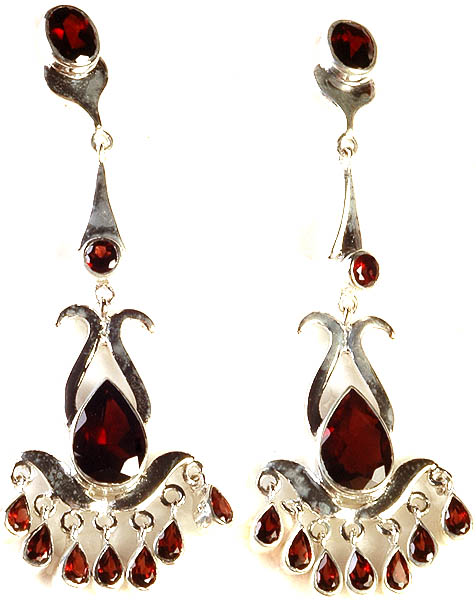 Faceted Garnet Earrings with Charms