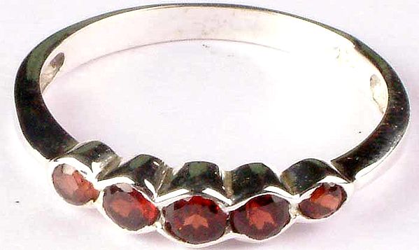 Faceted Garnet Five Stone Ring