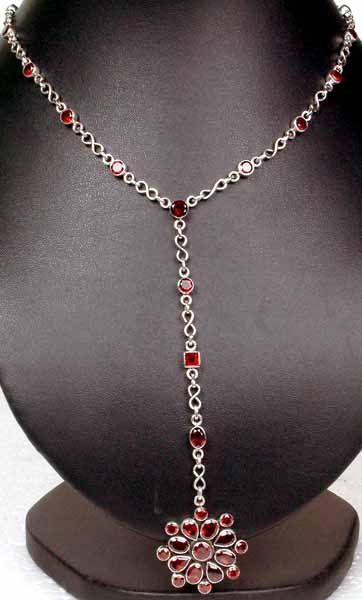 Faceted Garnet Long Necklace