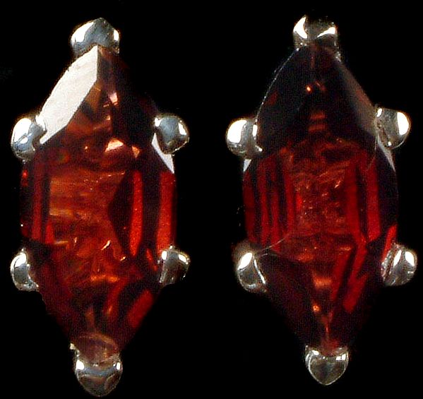 Faceted Garnet Marquis Earrings