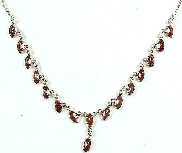 Faceted Garnet Marquise Necklace