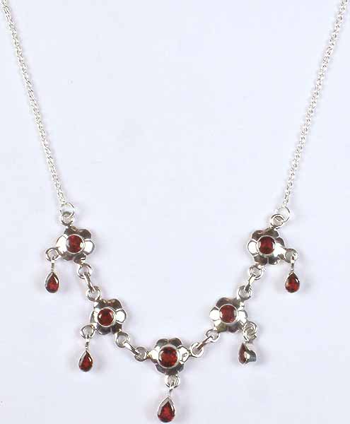 Faceted Garnet Necklace with Dangles