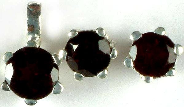 Faceted Garnet Pendant & Earrings Set