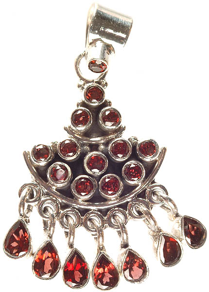 Faceted Garnet Pendant with Charms