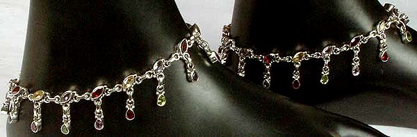 Faceted Gemstone Anklets