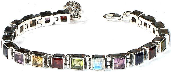 Faceted Gemstone Bracelet (Amethyst, Citrine, Garnet, Iolite, Peridot, and Rainbow Moonstone)