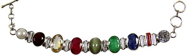 Faceted Gemstone Bracelet (Pearl, Garnet, Citrine, Ruby, Cats Eye, Emerald, Lapis Lazuli, Coral and Crystal)