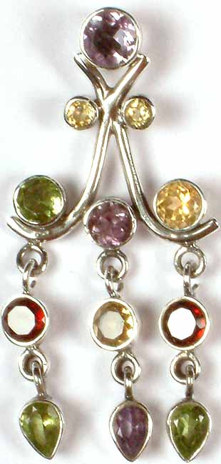 Faceted Gemstone Chandelier Pendant with Dangles