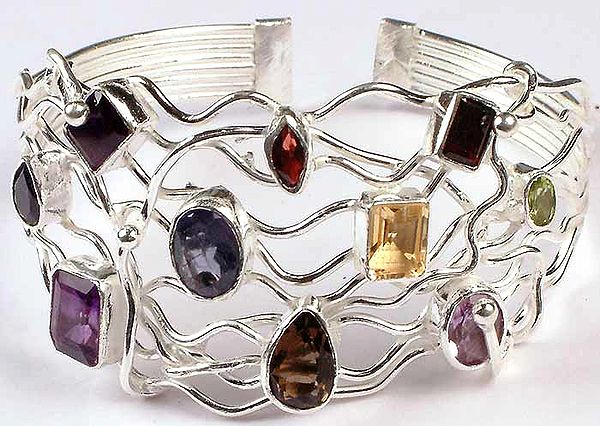 Faceted Gemstone Designer Bracelet