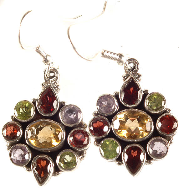 Faceted Gemstone Earrings (Garnet, Peridot, Amethyst and Citrine)