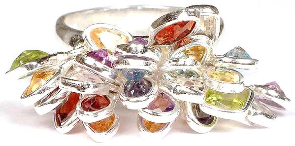 Faceted Gemstone Gypsy Ring