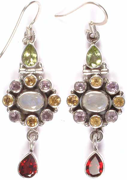 Faceted Gemstone Hinged Earrings