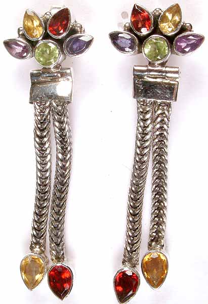 Faceted Gemstone Post Earrings