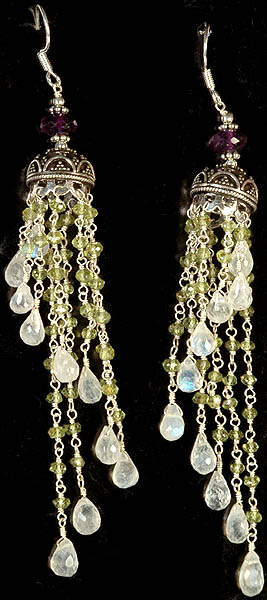 Faceted Gemstone Umbrella Chandeliers (Amethyst, Peridot and Rainbow Moonstone)