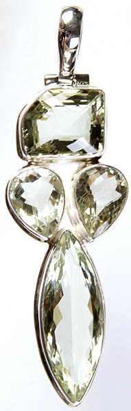 Faceted Green Amethyst Large Pendant