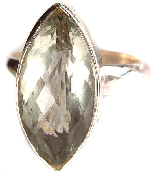 Faceted Green Amethyst Marquis Ring