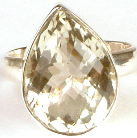 Faceted Green Amethyst Ring