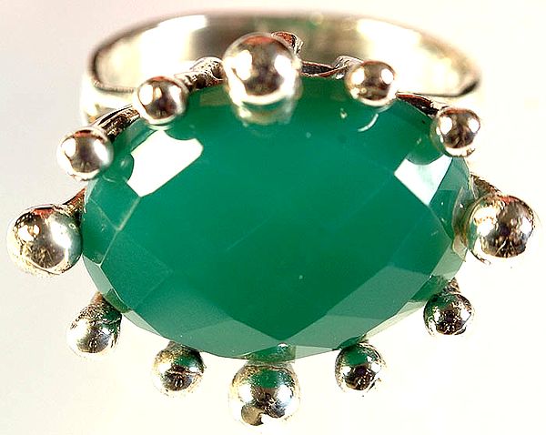 Faceted Green onyx Ring